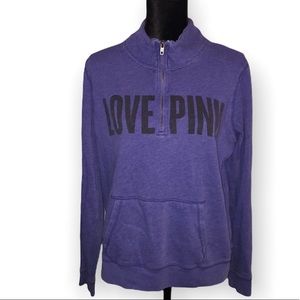 PINK Victoria’s Secret Pullover Sweatshirt Quarter Zip Purple Medium